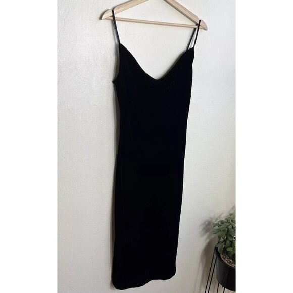 VTG Banana Republic Womens Black Velvet Slip Dress Size 10 Y2K 2002 Holiday Midi - Picture 2 of 15